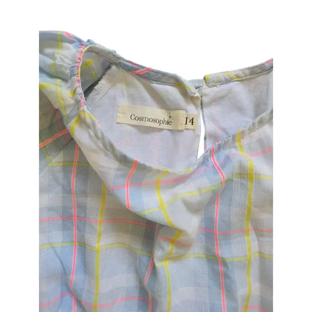 Cosmosophie Isolda Dress in Castle Print Pastel Plaid Preppy Classic Size 14‎